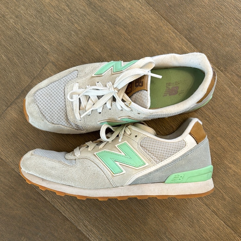 New Balance Beige and Mint Sneakers